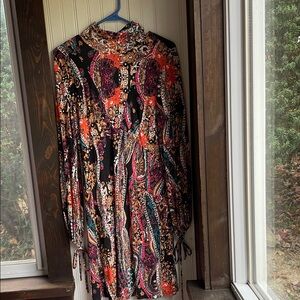Free People Colorful Paisley Long-Sleeve Dress